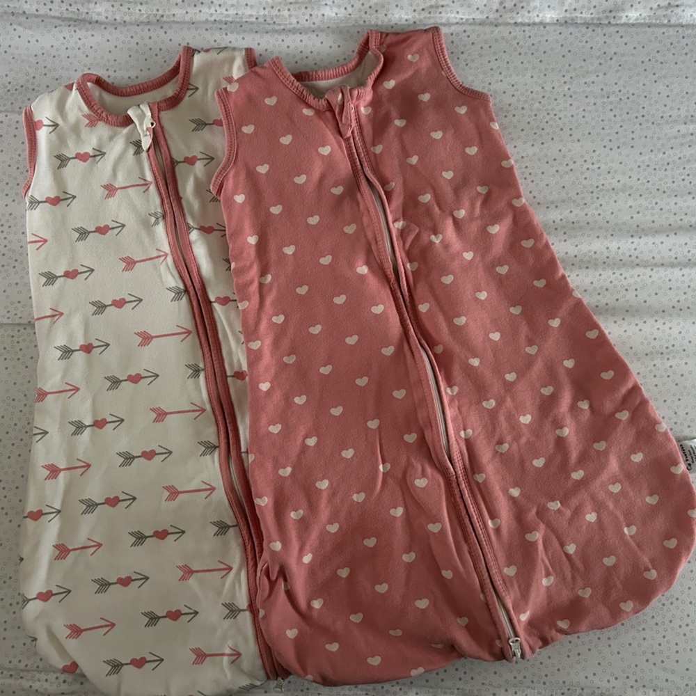 Set of 2 Yoofoos Pink and white Sleep Sacks TOG 1.0